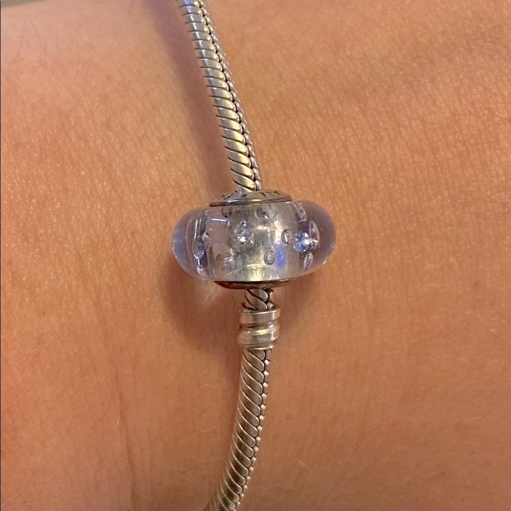 PANDORA Sterling Silver Baby Blue Morano Water Glass Charm